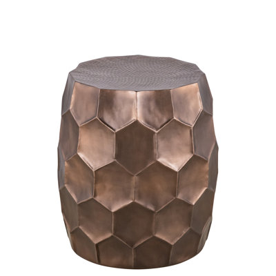 Table de bout en aluminium de 21 po de hauteur, finition dorée, motif hexagonal, sans installation, pour différentes pièces l 18 po x l 18 po moderne, aluminium, doré, facile à nettoyer