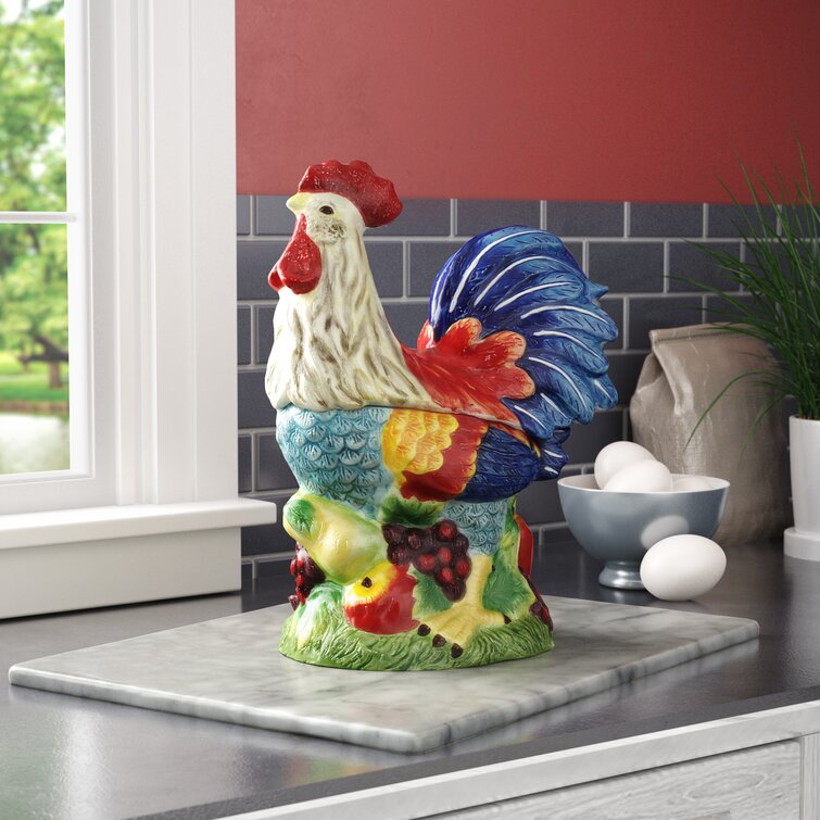 Indigo Rooster Ceramic Kitchen Canister Set