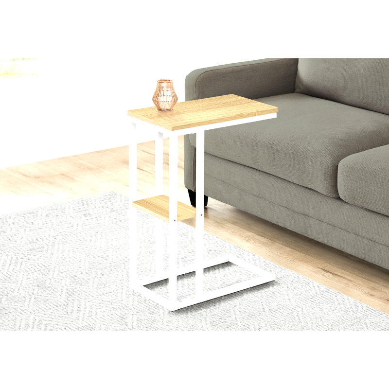 Table polyvalente en forme de C pour de multiples utilisations dans le salon et la chambre à coucher, Naturel
