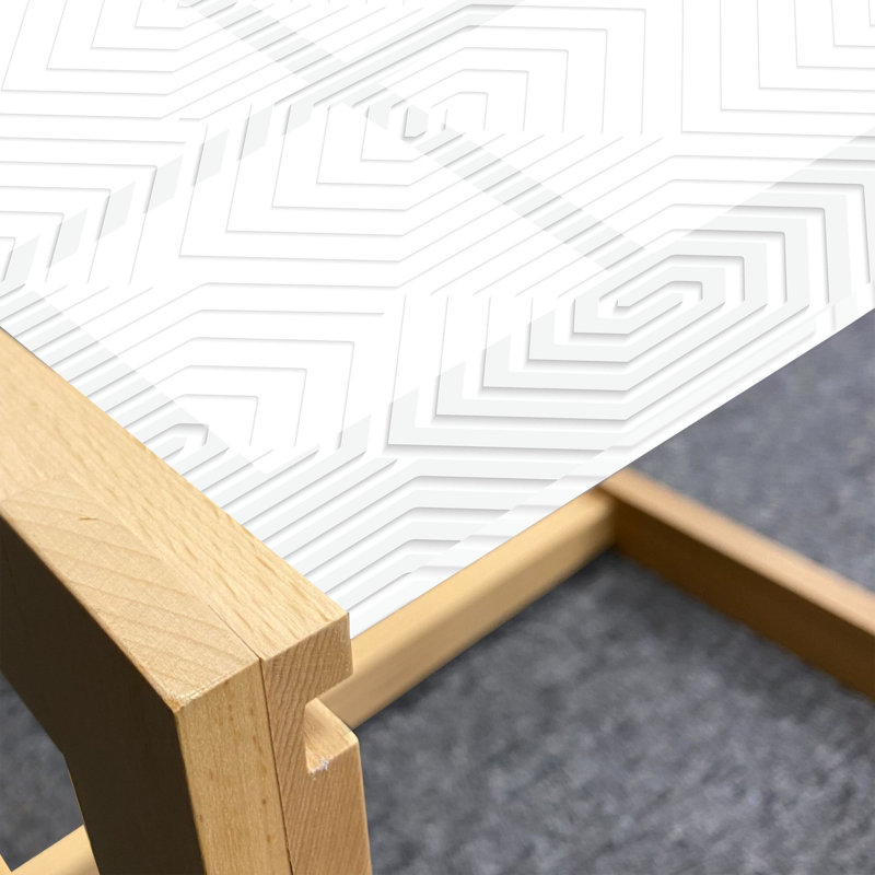 Abstract Coffee Table, Geometric Hexagonal Forms And Inner Connecting Lines Simplistic Design, Acrylic Glass Center Table With Wooden Frame For Offices Dorms Pale Grey And White