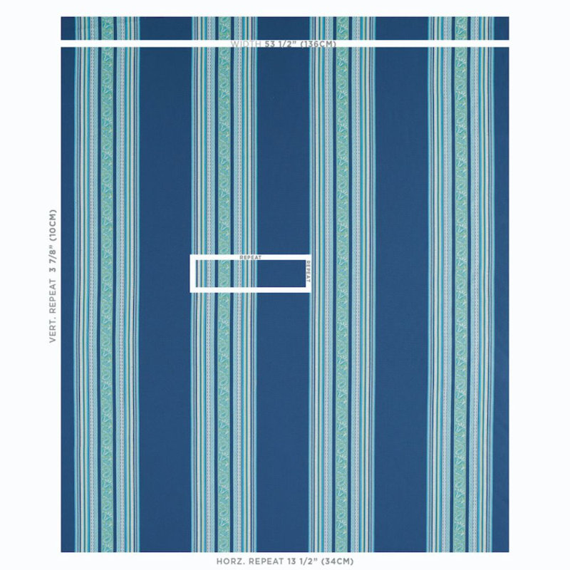 Markova Stripe Fabric, Blue/ Dark Blue