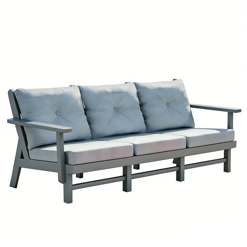 Canapé 3 places en PEHD avec coussin, Gris