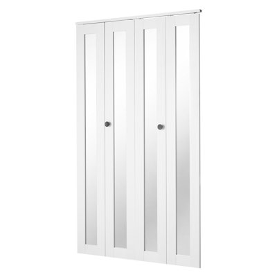 Stellweilan Tessberg 11.73 in. W x 78 in. H Glass and MDF Mirrored Bi-Fold Door with Hinges and Hardware Kit