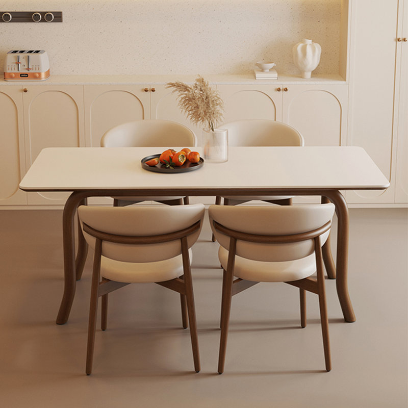 Modern simple rectangular dining table set, 29.5"H x 70.8"L x 35.4"W