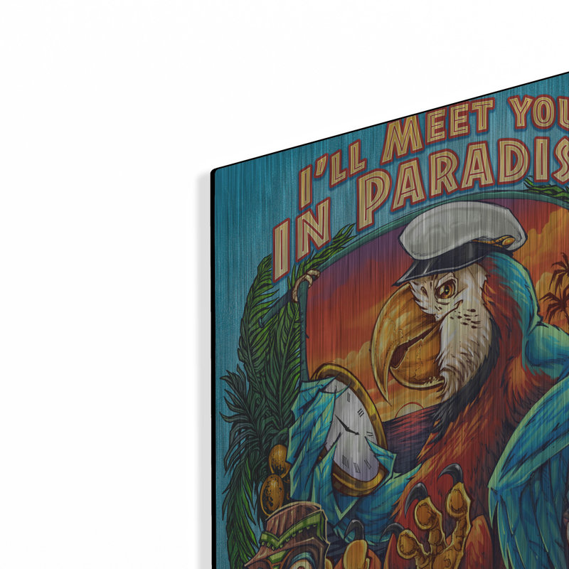 Red Barrel Studio® «Parrot and Tikis» par Flyland Designs, art mural en métal, 12 po x 16 po, H 24 po x l 16 po