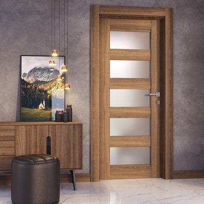 Avon 07-07 Panelled Manufactured Wood and Glass Interior Door Slab