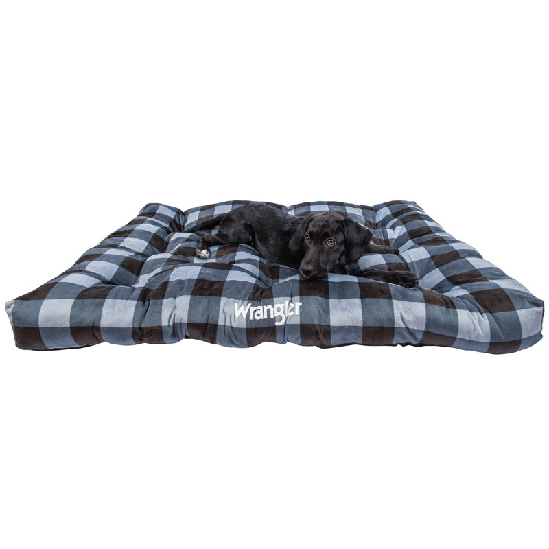 PATTERNED RECTANGLE TUFTED BED BLUE L