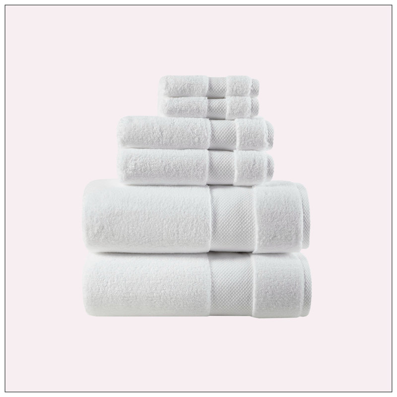 Oversized White Cotton Hand Washcloth Set of Six