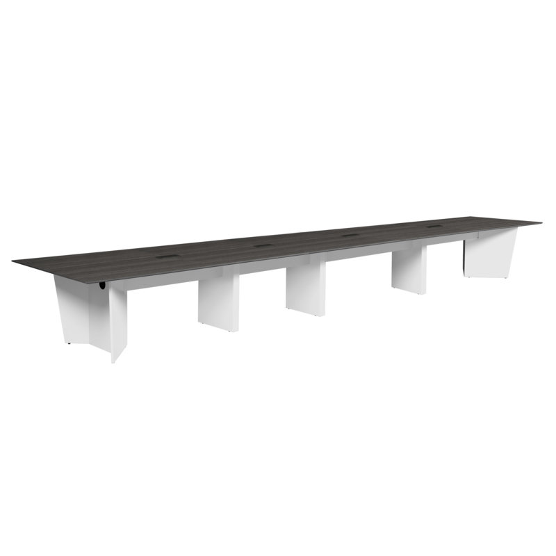 Table de conférence 240 "avec œillets électriques Elleny - gris cendré / blanc, H 29 po x L 48 po x l 240 po, Gris / Blanc