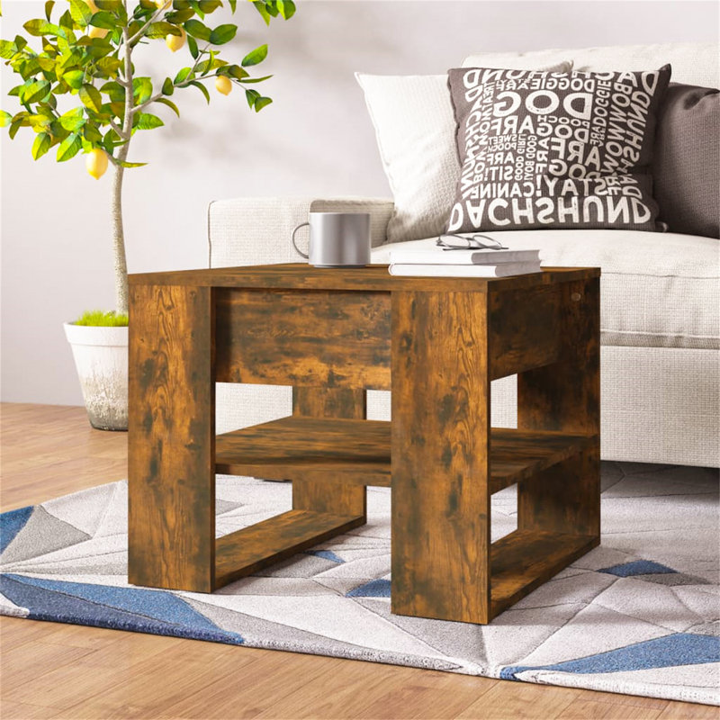 Jahmyia Sled Coffee Table with Storage, 45cm H x 55.5cm W x 55cm D, Smoked Oak