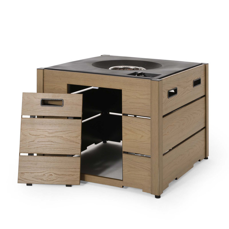 Square Wpc Fire Pit Base, Light Brown