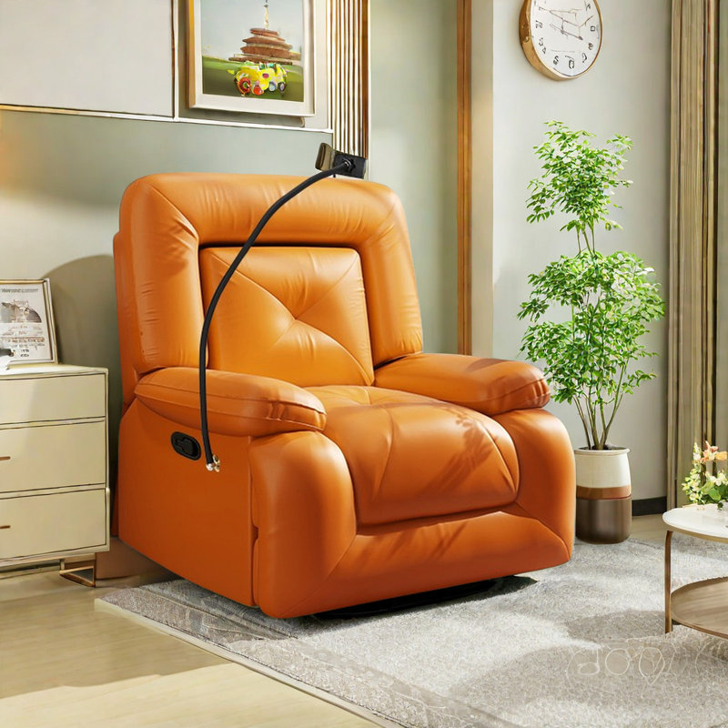 Fauteuil inclinable pivotant en faux cuir Taybree, Orange