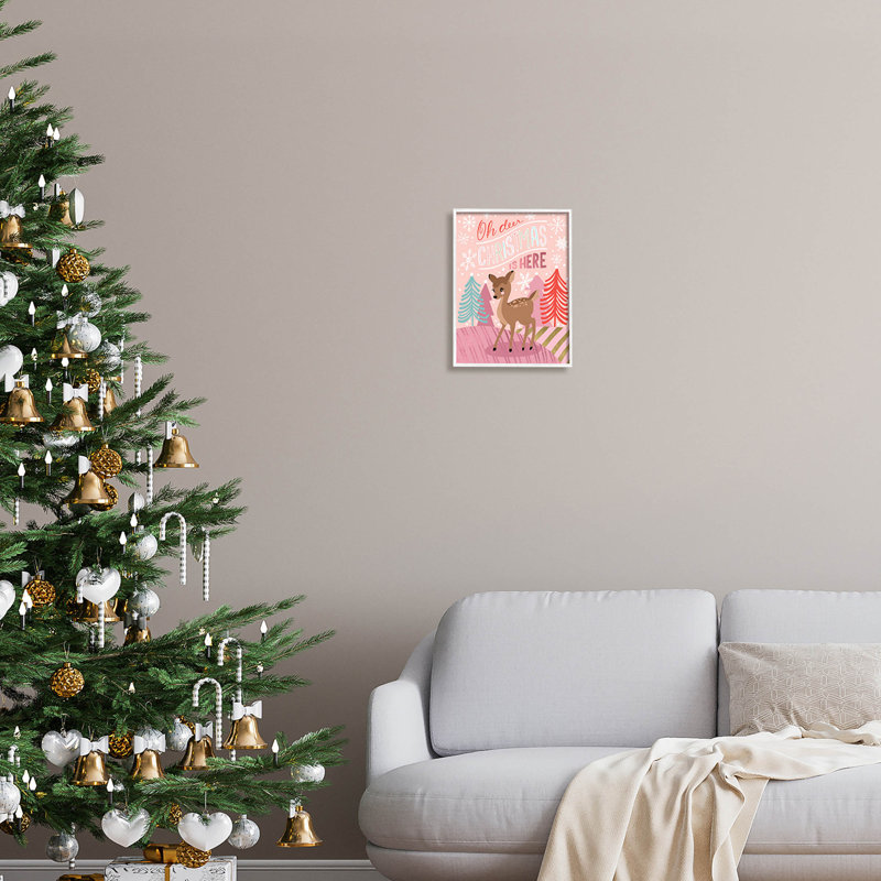 Oh Deer Christmas Is at-155, H 14 po x l 11 po x P 1,5 po, Giclée encadrée blanc bord de mer