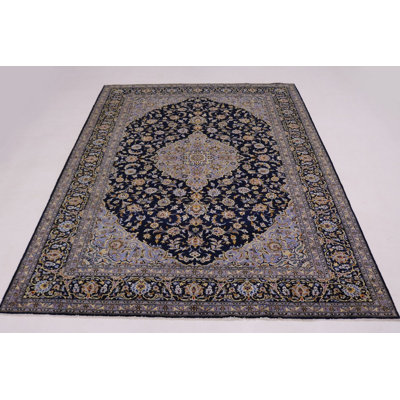 One-of-a-Kind Sauve Traditional Classic Oriental Hand-Knotted 9'9" x 13'1" Wool Red/Navy Blue/Gray Area Rug