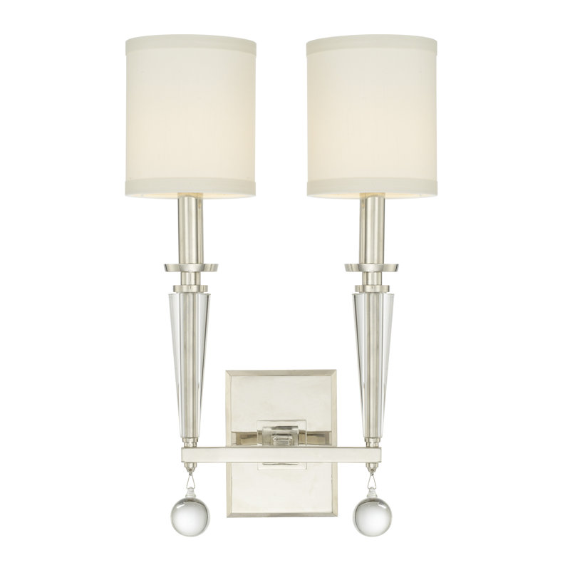 2 - Light Dimmable Armed Sconce, Polished Nickel