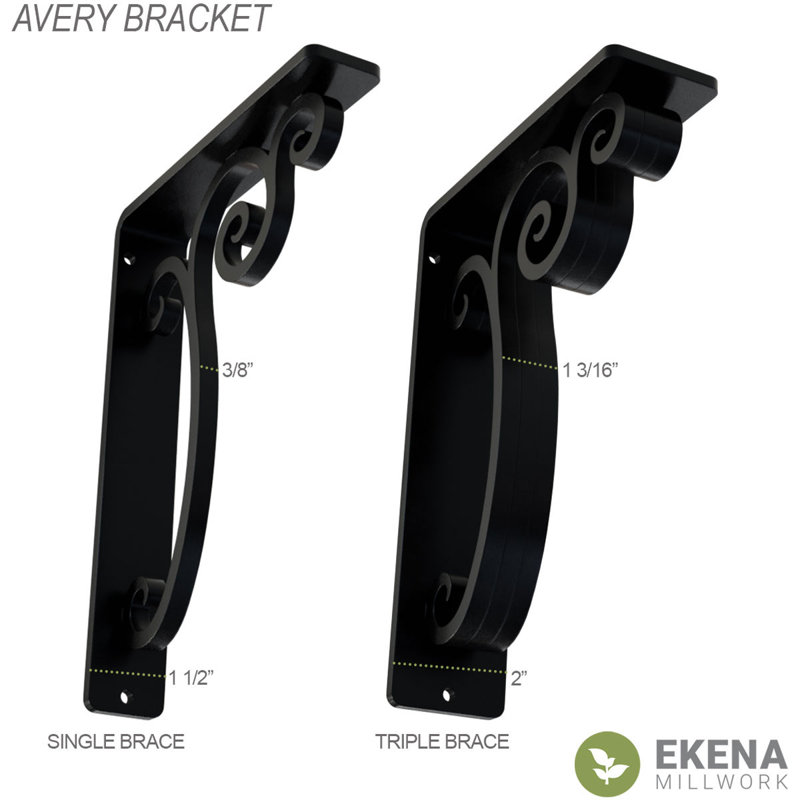 Support en fer forgé Avery (support central simple) (paquet de 2), 1,5 po x 8 po