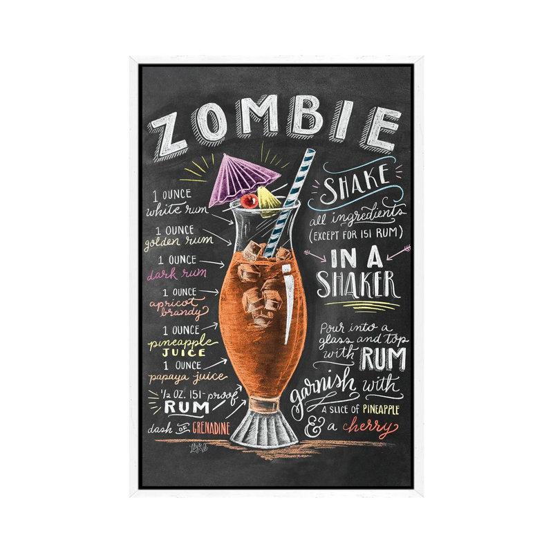 Zombie Recipe by Lily & Val - Print on Canvas, 66.04 cm H x 45.72 cm W, White Framed Canvas