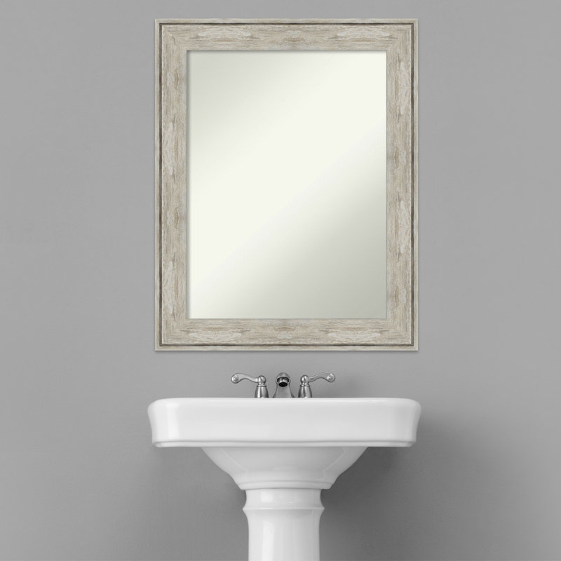Crackled Metallic Bathroom Vanity Non-Beveled Wall Mirror, 29" x 23"