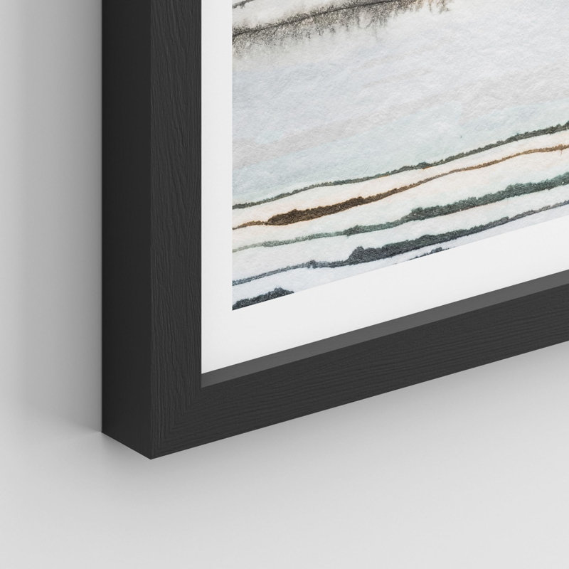" Blue Pastel Paint Stroke Landscapes " 4 - Pieces, Black, 16" H x 12" W