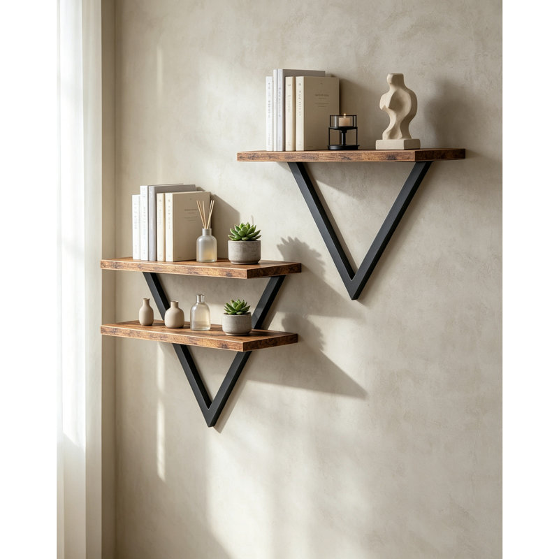 ‎Engineered Wood, Metal Floating Shelf