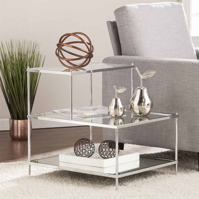 Accent Table, End Table With Storage Shelves