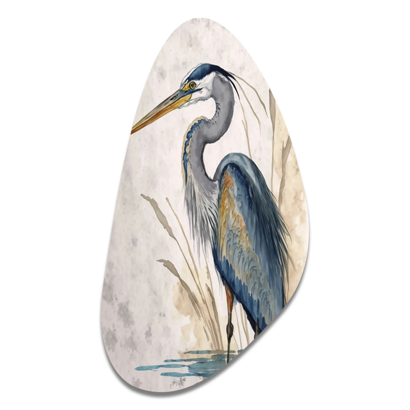 ëHeron By The Waterside Watercolor IIë, art mural en forme de chute d'animaux Heron, H 31 po x l 17 po