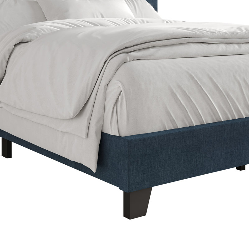 Lit tapissier standard non fini Sherlyne, Double, Bleu