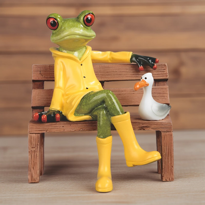 5.25"H Frog in RainCoat Figurine