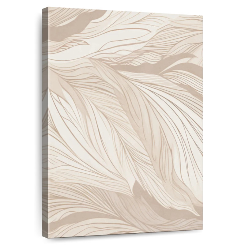 Abstract Beige Leaves I, 30" H x 20" W