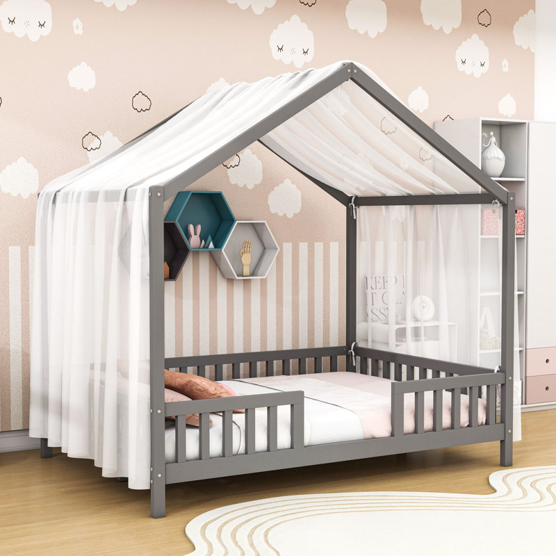 House Bed with Canopy and Slats, Full