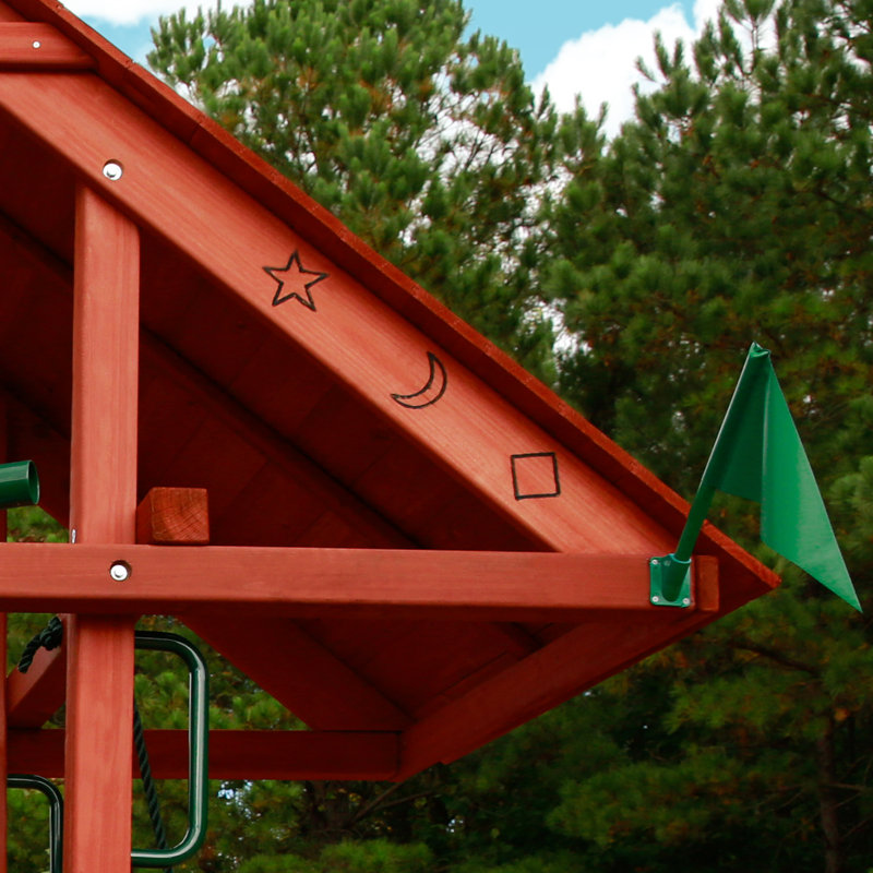Sun Palace II Redwood Cedar Playground Set with Slide and Swings