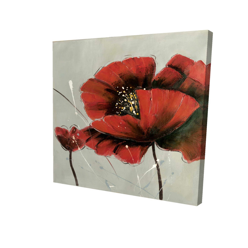 Fleurs de coquelicots rouges | Décoration florale et botanique, H 24 po x l 24 po