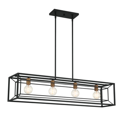 Luminaire suspendu rectangulaire à 4 lumières pour îlot de cuisine Akina