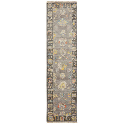 Colorburst Oushak Charcoal Umber Hand-Knotted Area Rug