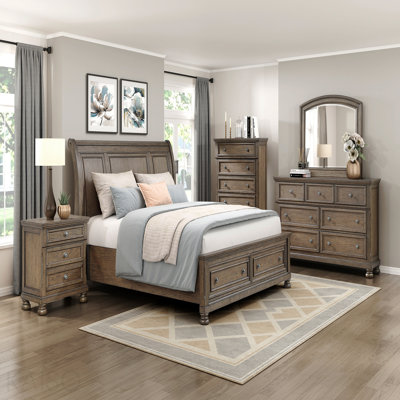 Transitional Antique Brown Finish 1pc Storage Chest With 5x Drawers Classic Bun Feet Wooden Bedroom Furniture
