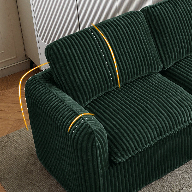 Canapé modulaire avec repose-pieds Boneless, Velours côtelé vert