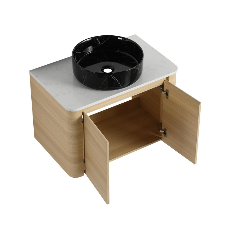 Meuble-lavabo mural 30 po avec 2 portes à fermeture douce