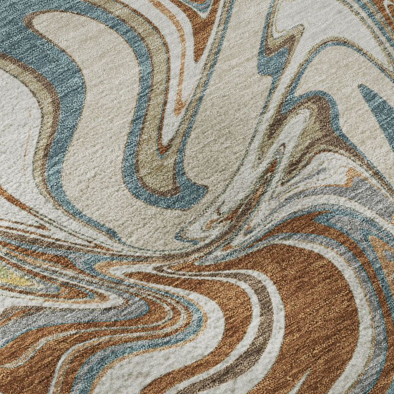 Premium Machine Washable Mayfield AMF2395 Abstract Rug, 8' x 10', Paprika