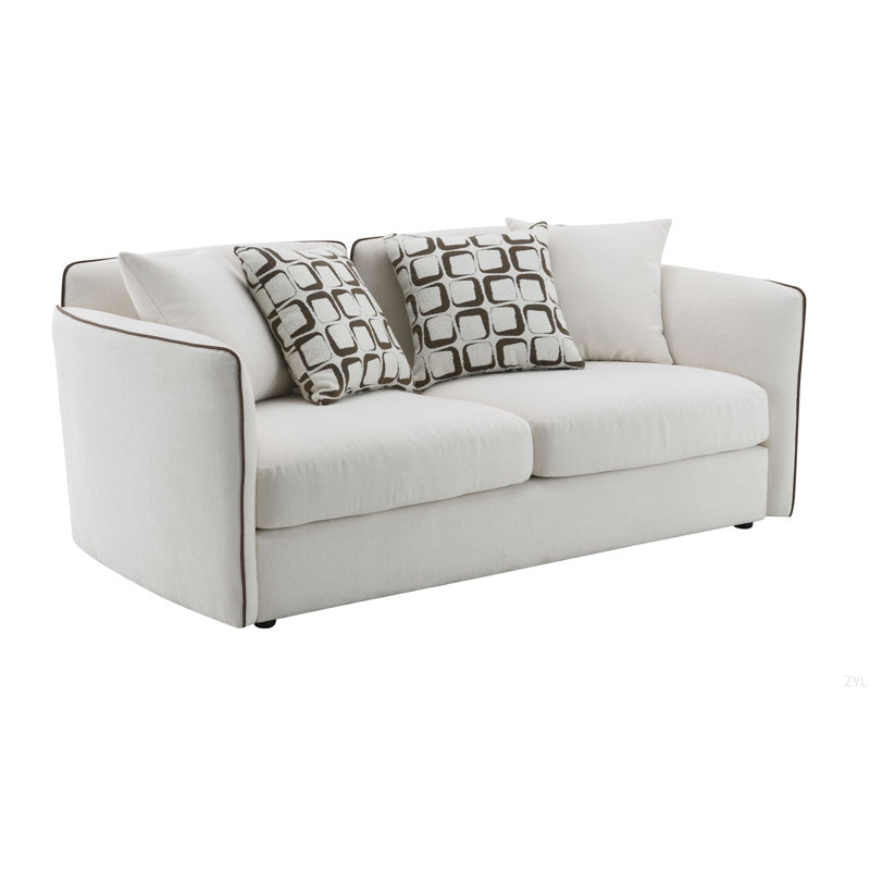Causeuse en chenille beige avec 4 coussins