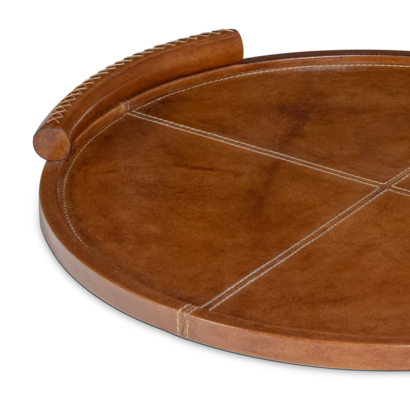 Forte Leather / Faux Leather Tray, Tan, 1.75" H x 18" W x 18" D