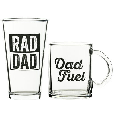 10 Strawberry Street Father’S Day Glass Gift Set, Coffee Mug & Pint Glass, Rad Dad
