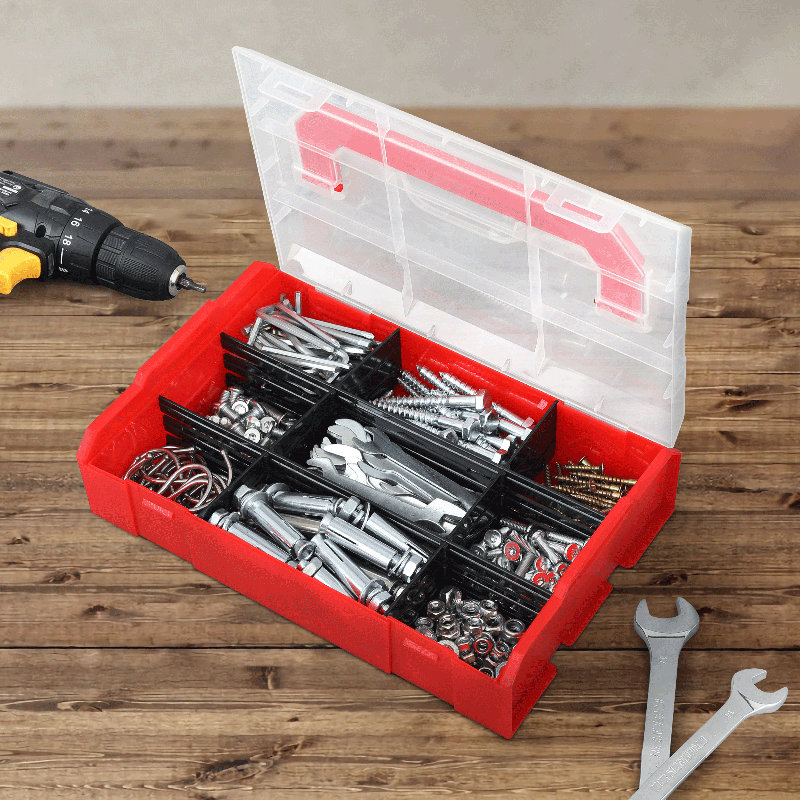 3Pcs 9 Grids Plastic Compartment Box With Adjustable Divider, Stackable Organizer Storage Container