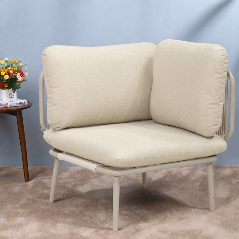 Modular Sectionals Chair, Metal Frame, Modern Rope Patio Seat for Outdoor Home