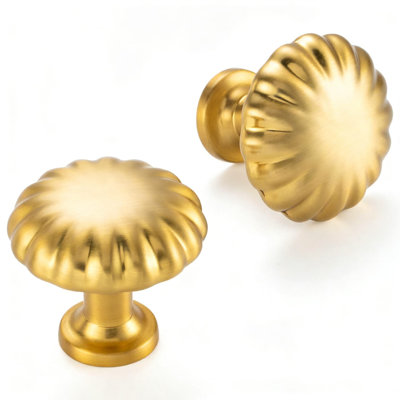 Paquet de 10 boutons d'armoire et poignées de tiroir en or brossé, quincaillerie de cuisine en métal massif pour armoires, commodes, coiffeuses et armoires