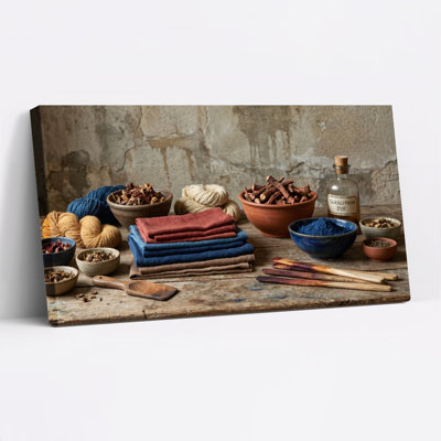 Ensemble de 1 tableau sur toile aux teintures naturelles