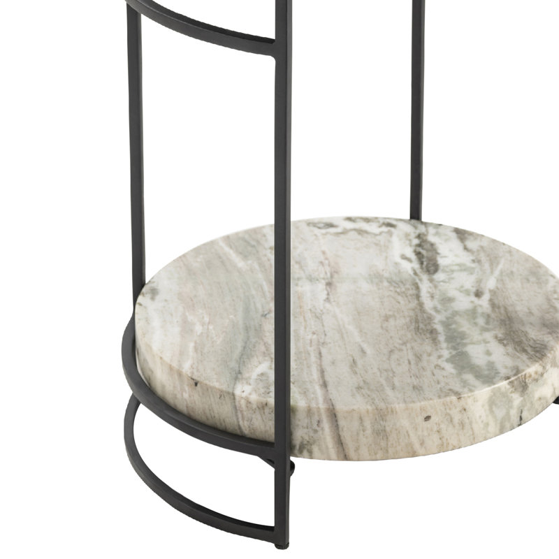 Table d'appoint ronde en marbre crème_Fin