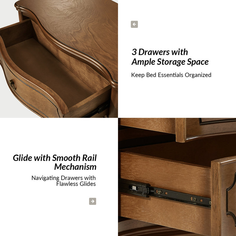 Elfine 28'' W Traditional Nightstand Set of 2 with Charging