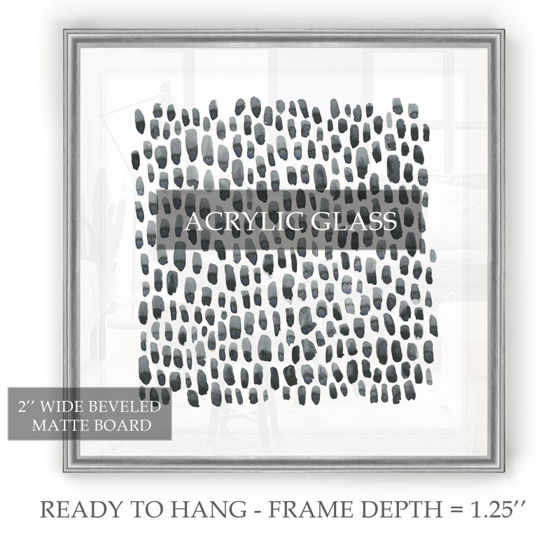 " Blue Gray Tessera I ", Silver Framed, 17.5" H x 17.5" W x 1.5" D