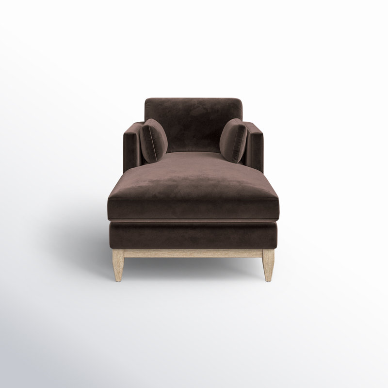 Pera Velvet Chaise Lounge, Deep Brown Velvet