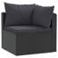 Ensemble de causeuse modulaire d'extérieur 2 pièces, coussins noirs, rotin poly, acier